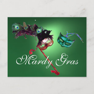 MARDI GRAS MASQUERADE gem green Postcard