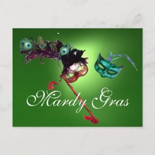 MARDI GRAS MASQUERADE gem green Postcard