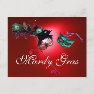 MARDI GRAS MASQUERADE gem red Postcard