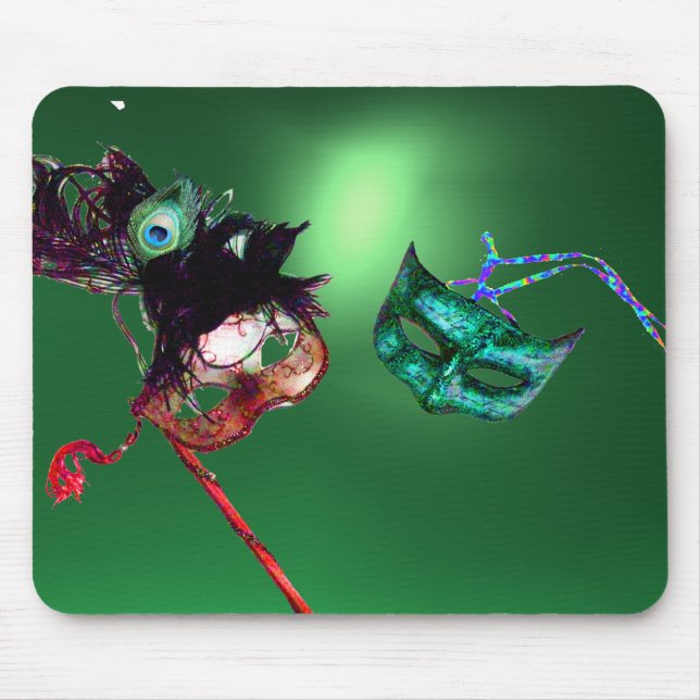 MARDI GRAS MASQUERADE green Mouse Pad (Front)