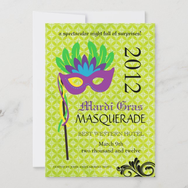 Mardi Gras Masquerade Invitation (Front)