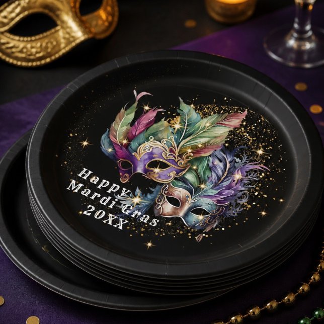 Mardi Gras Masquerade Mask  Paper Plate (Creator Uploaded)