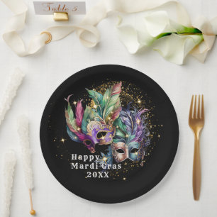Mardi Gras Masquerade Mask  Paper Plate