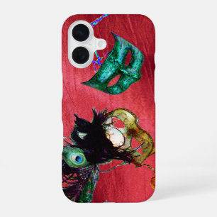 MARDI GRAS MASQUERADE MASKS Red Silk iPhone 16 Case