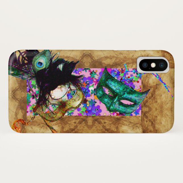 MARDI GRAS MASQUERADE parchment confetti Case-Mate iPhone Case (Back (Horizontal))