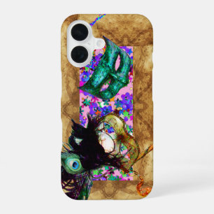 MARDI GRAS MASQUERADE parchment confetti iPhone 16 Case