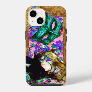 MARDI GRAS MASQUERADE parchment confetti iPhone 14 Case
