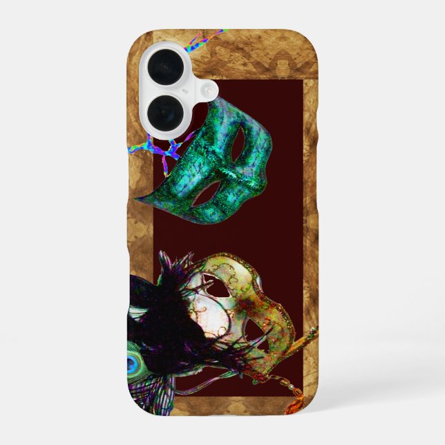 MARDI GRAS MASQUERADE parchment iPhone 16 Case (Back)