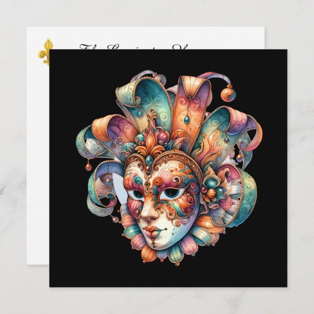 Mardi Gras Masquerade Party Invitation (Front/Back)