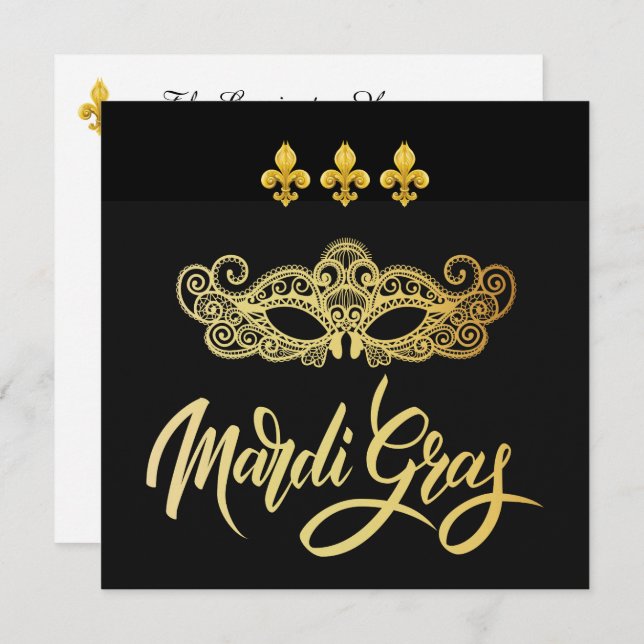 Mardi Gras Masquerade Party Invitation (Front/Back)