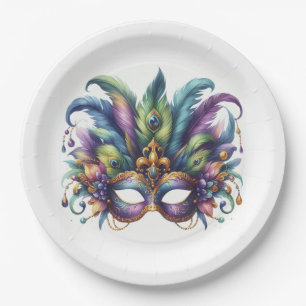 Mardi Gras Masquerade Party Paper Plate