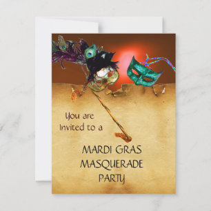 MARDI GRAS MASQUERADE PARTY, Yellow Invitation