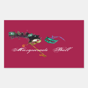 MARDI GRAS MASQUERADE RECTANGULAR STICKER