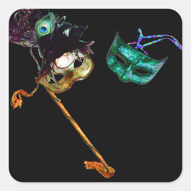 MARDI GRAS MASQUERADE SQUARE STICKER (Front)