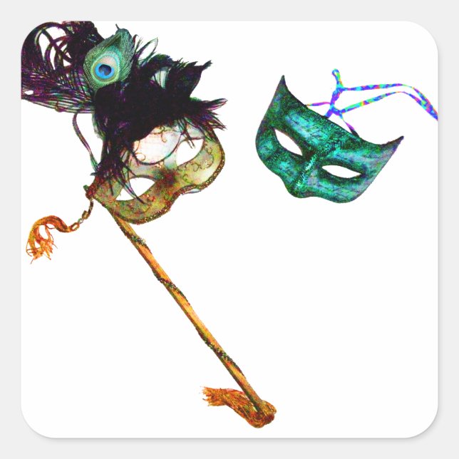 MARDI GRAS MASQUERADE SQUARE STICKER (Front)