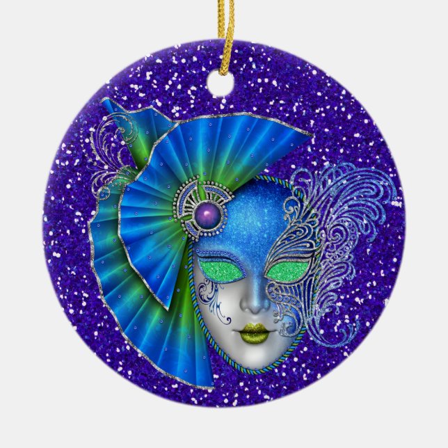 Mardi Gras - Masquerade - SRF Ceramic Tree Decoration (Front)
