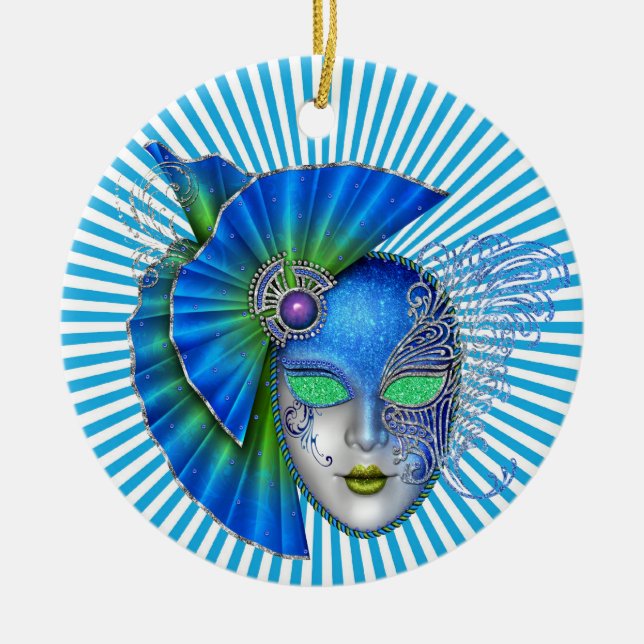 Mardi Gras - Masquerade - SRF Ceramic Tree Decoration (Front)
