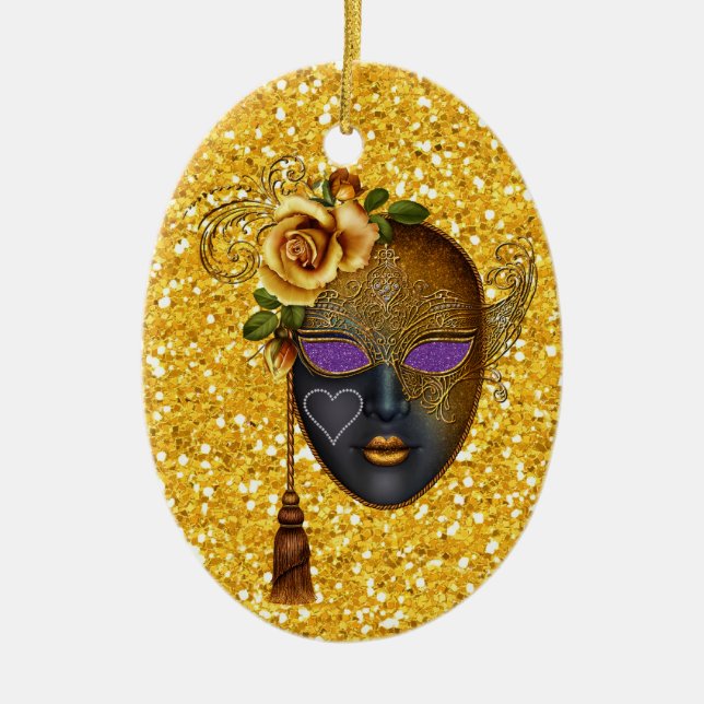 Mardi Gras - Masquerade - SRF Ceramic Tree Decoration (Front)