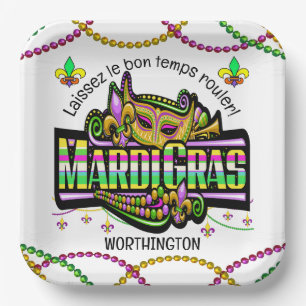 Mardi Gras Matches Theme Paper Napkin Plate