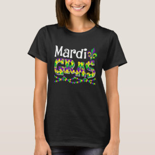 Mardi Gras Men Womens Cute Mask Mardi Gras Beads   T-Shirt