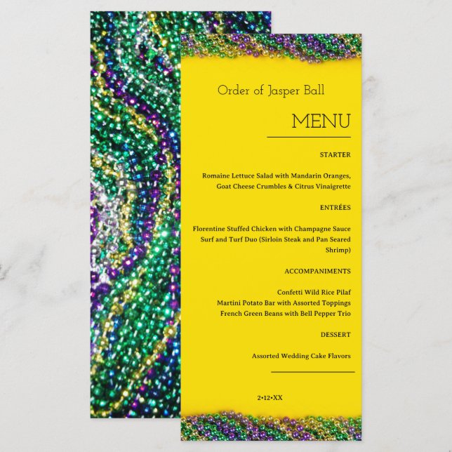 Mardi Gras Menu (Front/Back)