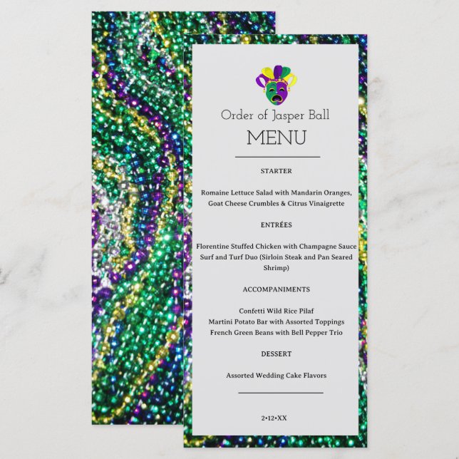 Mardi Gras Menu (Front/Back)