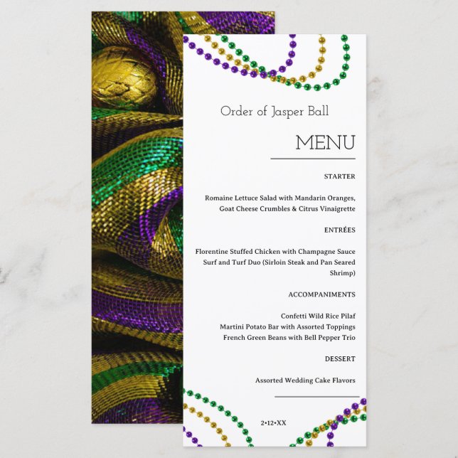 Mardi Gras Menu (Front/Back)