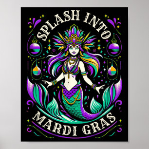 Mardi Gras Mermaid Theme Splash Carnival Women Gir Poster