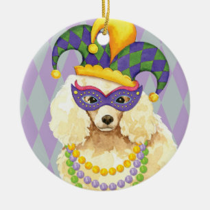 Mardi Gras Miniature Poodle Ceramic Tree Decoration