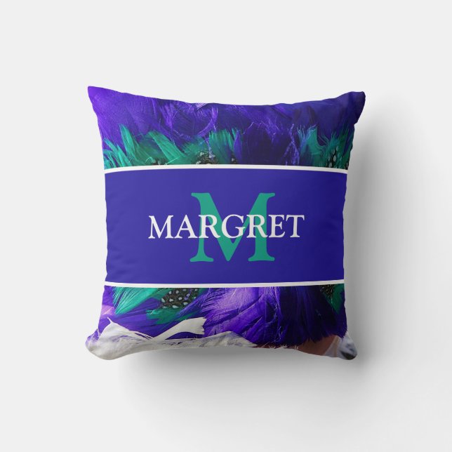 Mardi Gras monogram initial on purple fat Tuesday Cushion (Front)