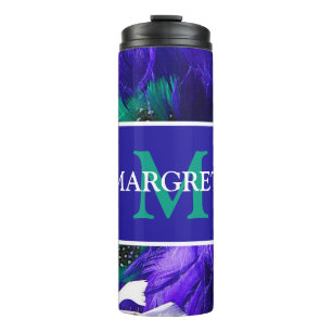 Mardi Gras monogram initial on purple fat Tuesday Thermal Tumbler