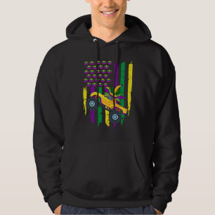 Mardi Gras Monster Truck Beads Festival USA Flag Hoodie