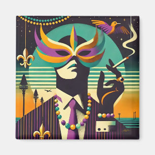 Mardi Gras Mr. Death The Smoking Man Magnet