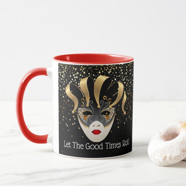 Mardi Gras Mug-Let The Good Times Roll Mug (With Donut)