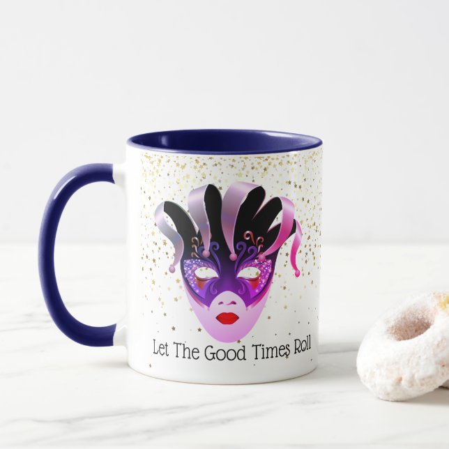 Mardi Gras Mug-Let The Good Times Roll Mug (With Donut)