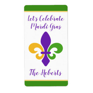 Mardi Gras NAME Green Gold Purple Fleur de Lis