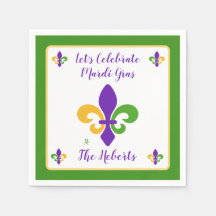 Mardi Gras NAME Green Gold Purple Fleur de Lis