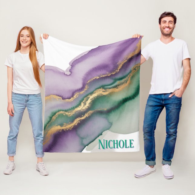 Mardi Gras New Orleans Alcohol Ink Fleece Blanket (In Situ)