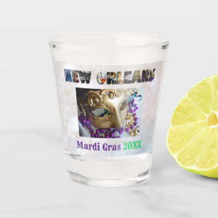 Mardi Gras New Orleans Beads Mask Nola Shot Glass
