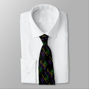Mardi Gras New Orleans Carnival Colours Script Tie