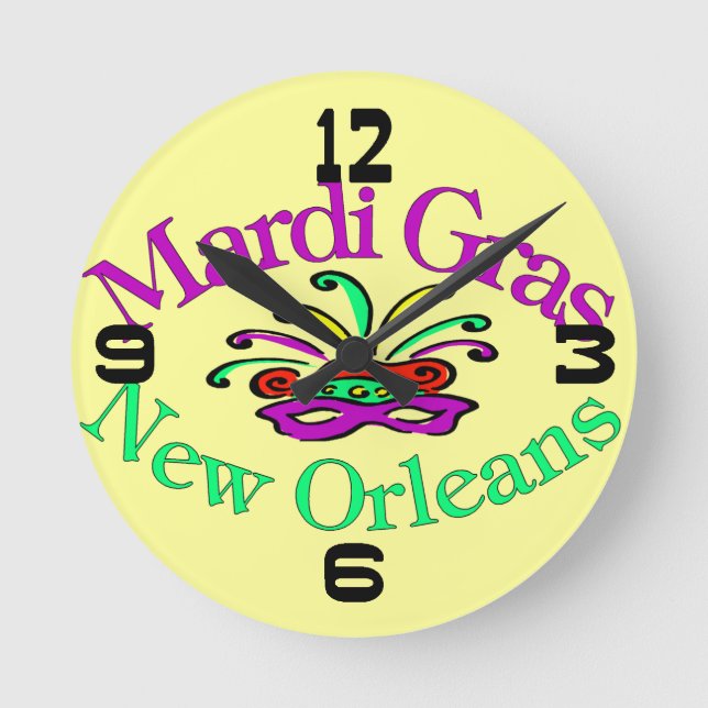 Mardi Gras New Orleans Clock Face (Front)