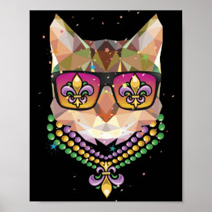 Mardi Gras New Orleans Funny Cat Mask Sunglasses Poster