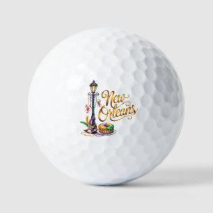 Mardi Gras New Orleans illustration Golf Balls