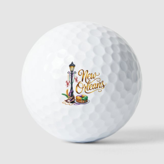 Mardi Gras New Orleans illustration Golf Balls (Front)
