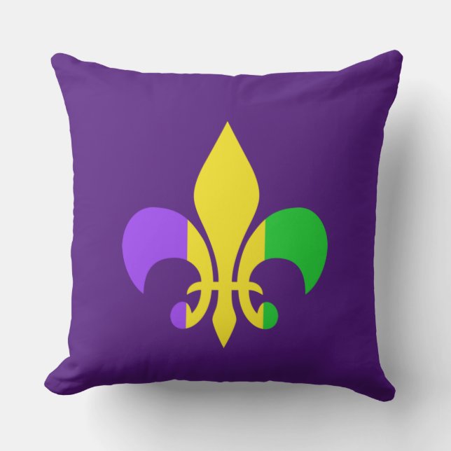 Mardi Gras New Orleans Louisiana Fleur-de-Lis Cushion (Front)