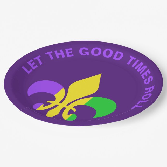 Mardi Gras New Orleans Louisiana Fleur-de-Lis Paper Plate (Angled)