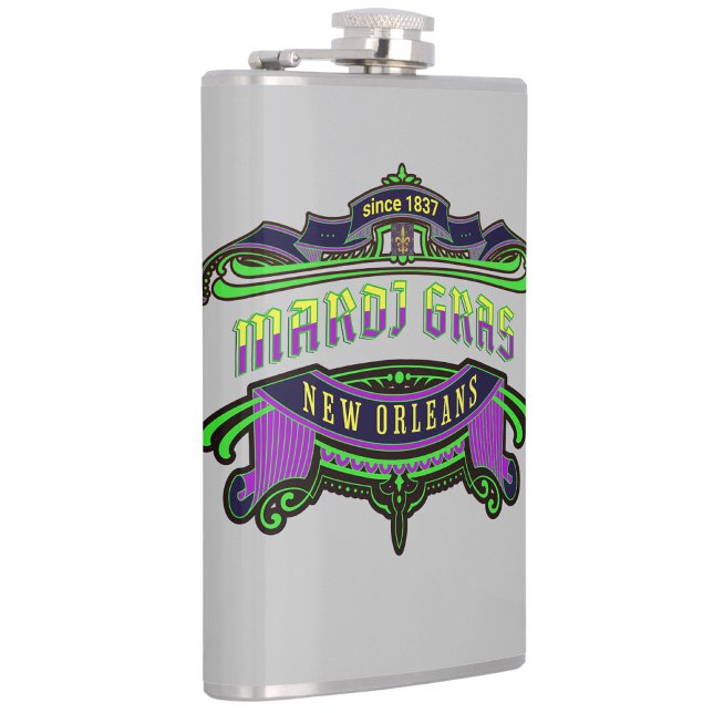 Mardi Gras New Orleans purple Acrylic Tumbler Hip Flask (Creator Uploaded)