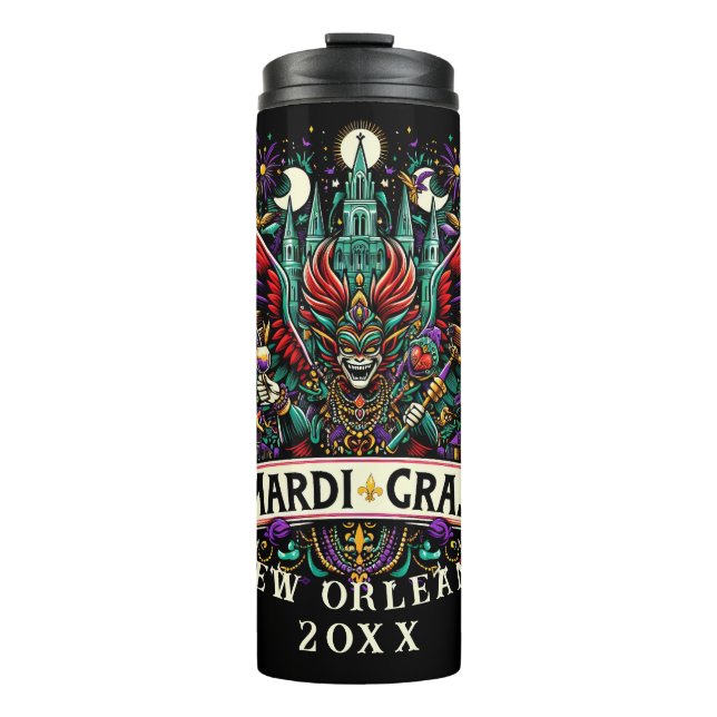 Mardi Gras New Orleans Winged Devil Design Thermal Tumbler (Front)