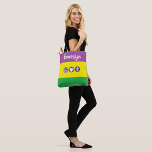 Mardi Gras NOLA custom Peace Love Parades Tote Bag