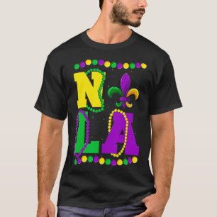 Mardi Gras Nola FleurDeLys & Beads Apparel, Men Wo T-Shirt